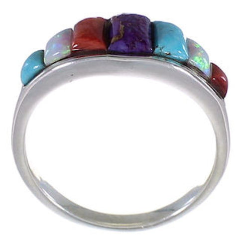 Multicolor Southwest Sterling Silver Ring Size 6-3/4 TX38218